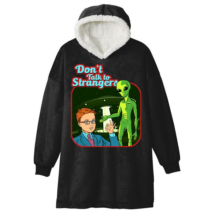 Don't Talk To Strangers Retro Vintage Hooded Wearable Blanket