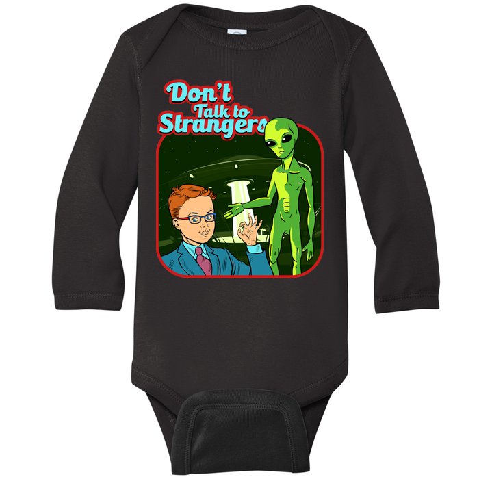 Don't Talk To Strangers Retro Vintage Baby Long Sleeve Bodysuit