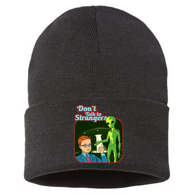 Don't Talk To Strangers Retro Vintage Sustainable Knit Beanie