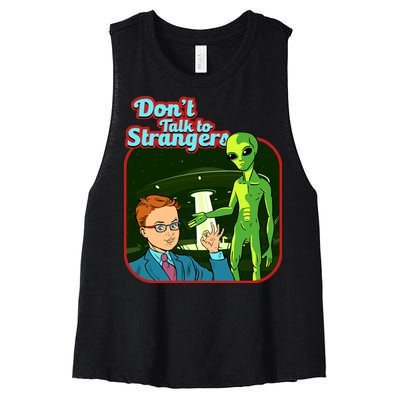 Don't Talk To Strangers Retro Vintage Women's Racerback Cropped Tank