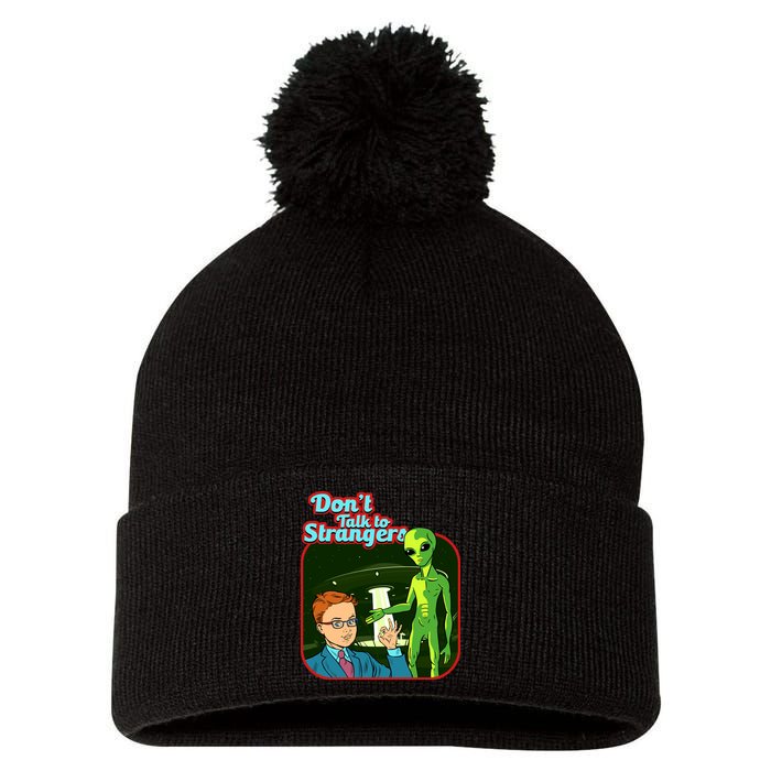 Don't Talk To Strangers Retro Vintage Pom Pom 12in Knit Beanie