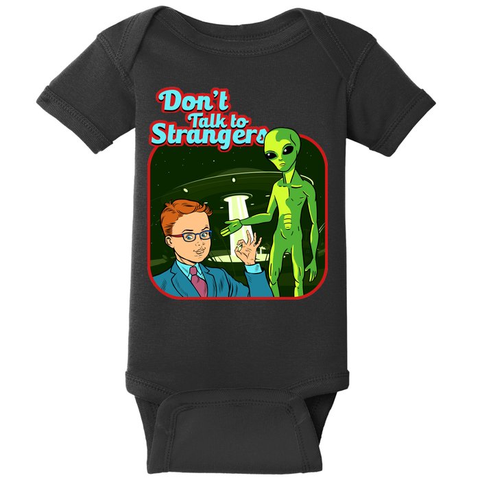 Don't Talk To Strangers Retro Vintage Baby Bodysuit