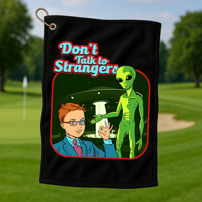 Don't Talk To Strangers Retro Vintage Golf Towel