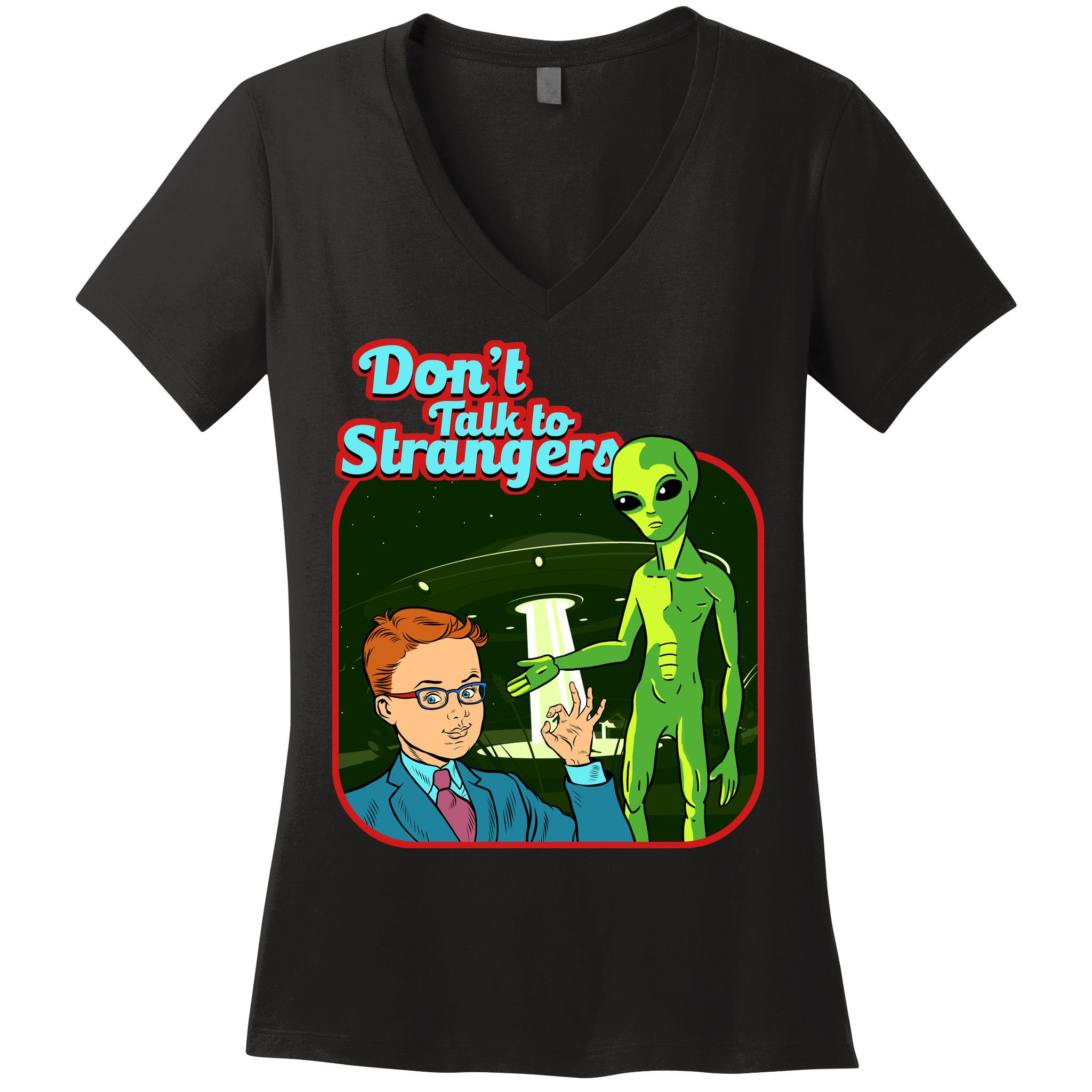 Don't Talk To Strangers Retro Vintage Women's V-Neck T-Shirt