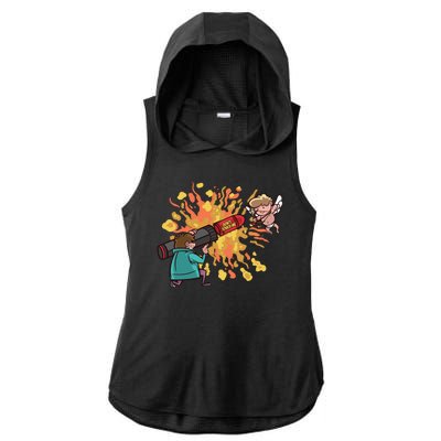 Don't Touch Me Cupid Ladies PosiCharge Tri-Blend Wicking Draft Hoodie Tank