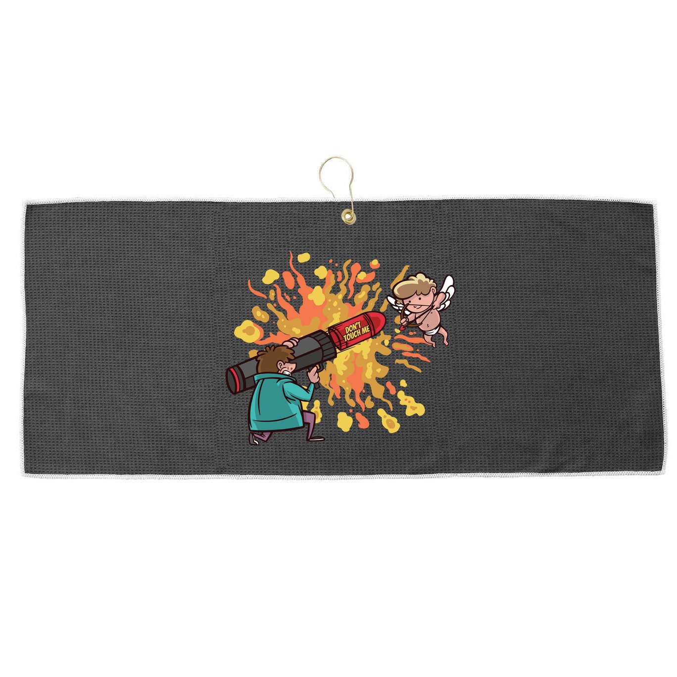 Don't Touch Me Cupid Large Microfiber Waffle Golf Towel