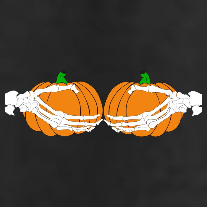 Don't Touch My Pumpkins Skeleton Hands 7 Panel Mesh Trucker Snapback Hat