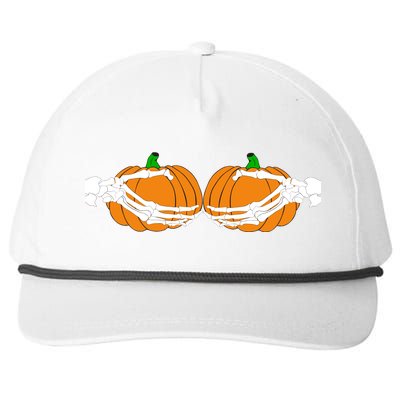 Don't Touch My Pumpkins Skeleton Hands Snapback Five-Panel Rope Hat