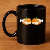 Don't Touch My Pumpkins Skeleton Hands 11oz C Handle Ceramic Mug