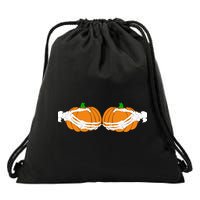Don't Touch My Pumpkins Skeleton Hands Drawstring Bag