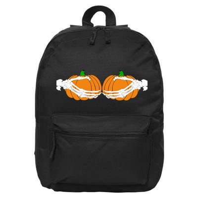 Don't Touch My Pumpkins Skeleton Hands 16 in Basic Backpack