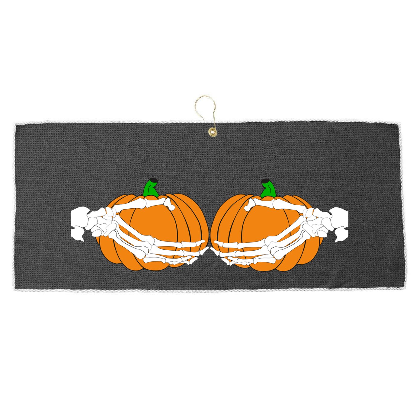Don't Touch My Pumpkins Skeleton Hands Large Microfiber Waffle Golf Towel