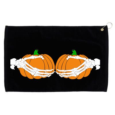 Don't Touch My Pumpkins Skeleton Hands Grommeted Golf Towel
