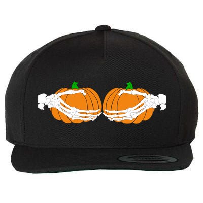 Don't Touch My Pumpkins Skeleton Hands Wool Snapback Cap