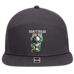 Don't Tread On Me American Snake Skull 7 Panel Mesh Trucker Snapback Hat