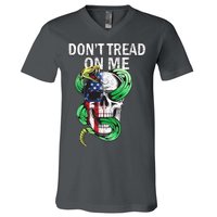 Don't Tread On Me American Snake Skull V-Neck T-Shirt