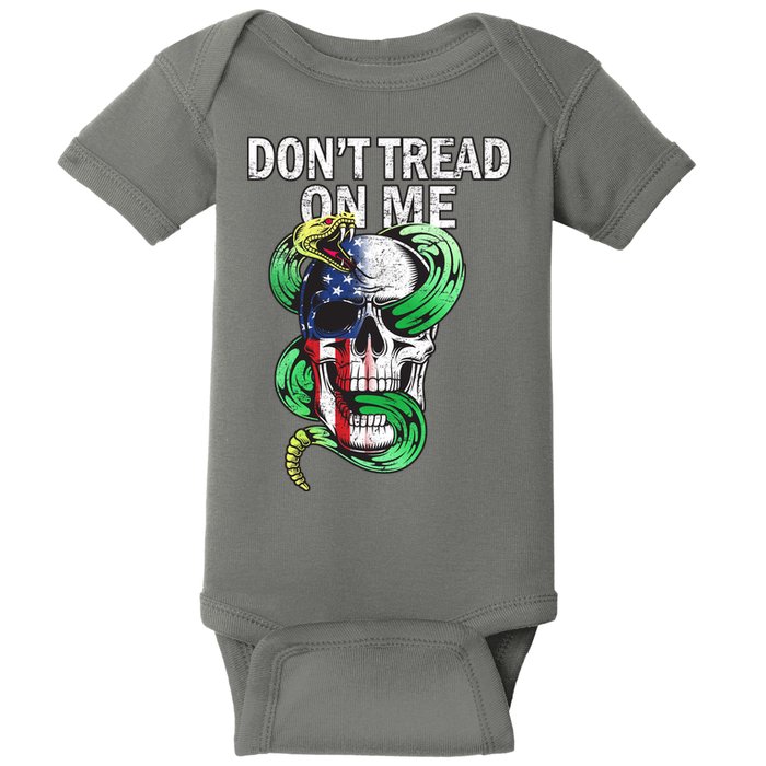 Don't Tread On Me American Snake Skull Baby Bodysuit