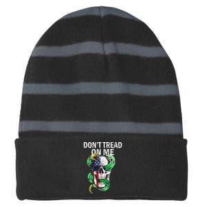 Don't Tread On Me American Snake Skull Striped Beanie with Solid Band