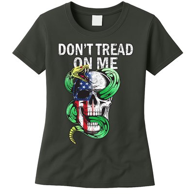 Don't Tread On Me American Snake Skull Womens T-Shirt