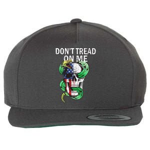 Don't Tread On Me American Snake Skull Wool Snapback Cap