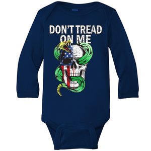 Don't Tread On Me American Snake Skull Baby Long Sleeve Bodysuit