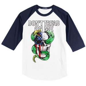 Don't Tread On Me American Snake Skull Baseball Sleeve Shirt