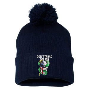 Don't Tread On Me American Snake Skull Pom Pom 12in Knit Beanie