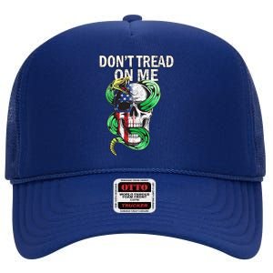 Don't Tread On Me American Snake Skull High Crown Mesh Back Trucker Hat