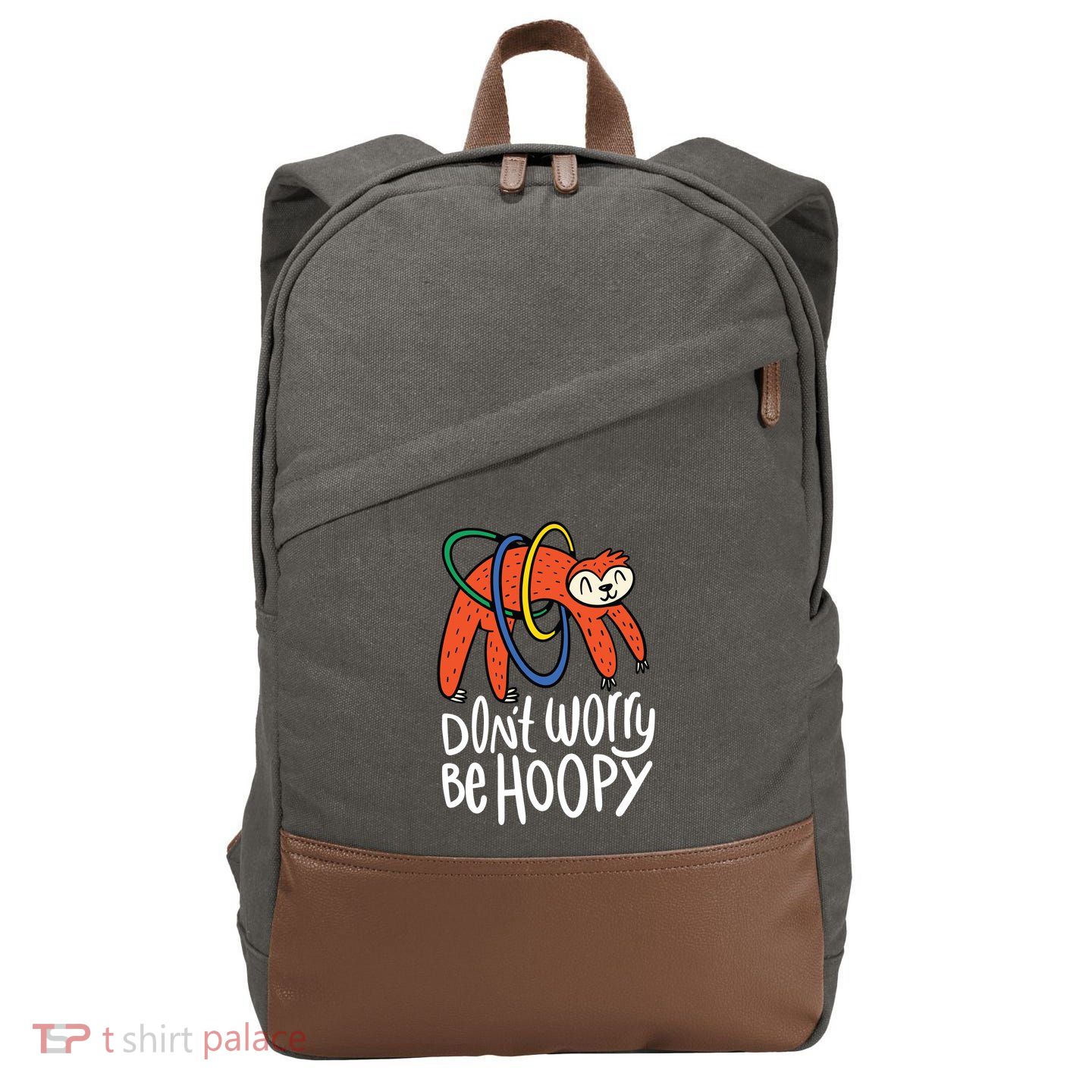 Don't Worry Be Hoopy Sloth Cotton Canvas Backpack