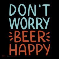 Don't Worry Beer Happy Stripe Pom Pom Beanie