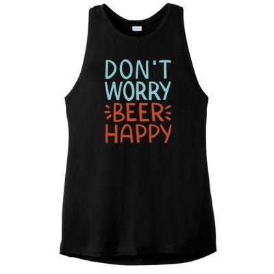 Don't Worry Beer Happy Ladies PosiCharge Tri-Blend Wicking Tank