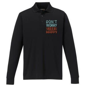 Don't Worry Beer Happy Performance Long Sleeve Polo