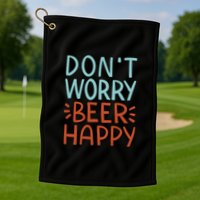Don't Worry Beer Happy Golf Towel
