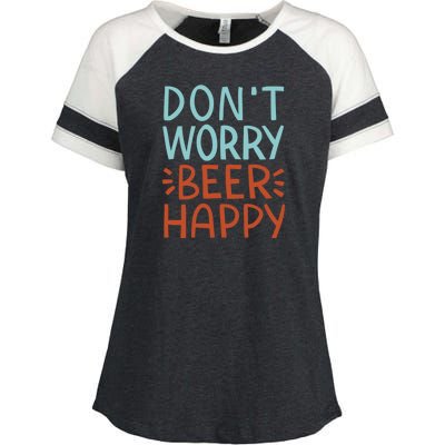 Don't Worry Beer Happy Enza Ladies Jersey Colorblock Tee