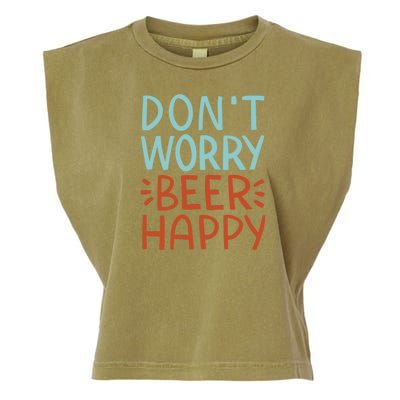 Don't Worry Beer Happy Garment-Dyed Women's Muscle Tee