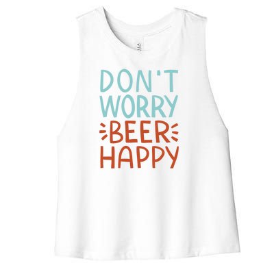 Don't Worry Beer Happy Women's Racerback Cropped Tank