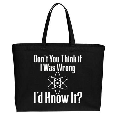 Don't You Think That If I Was Wrong I'd Know It? Cotton Canvas Jumbo Tote