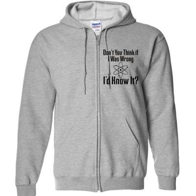 Don't You Think That If I Was Wrong I'd Know It? Full Zip Hoodie