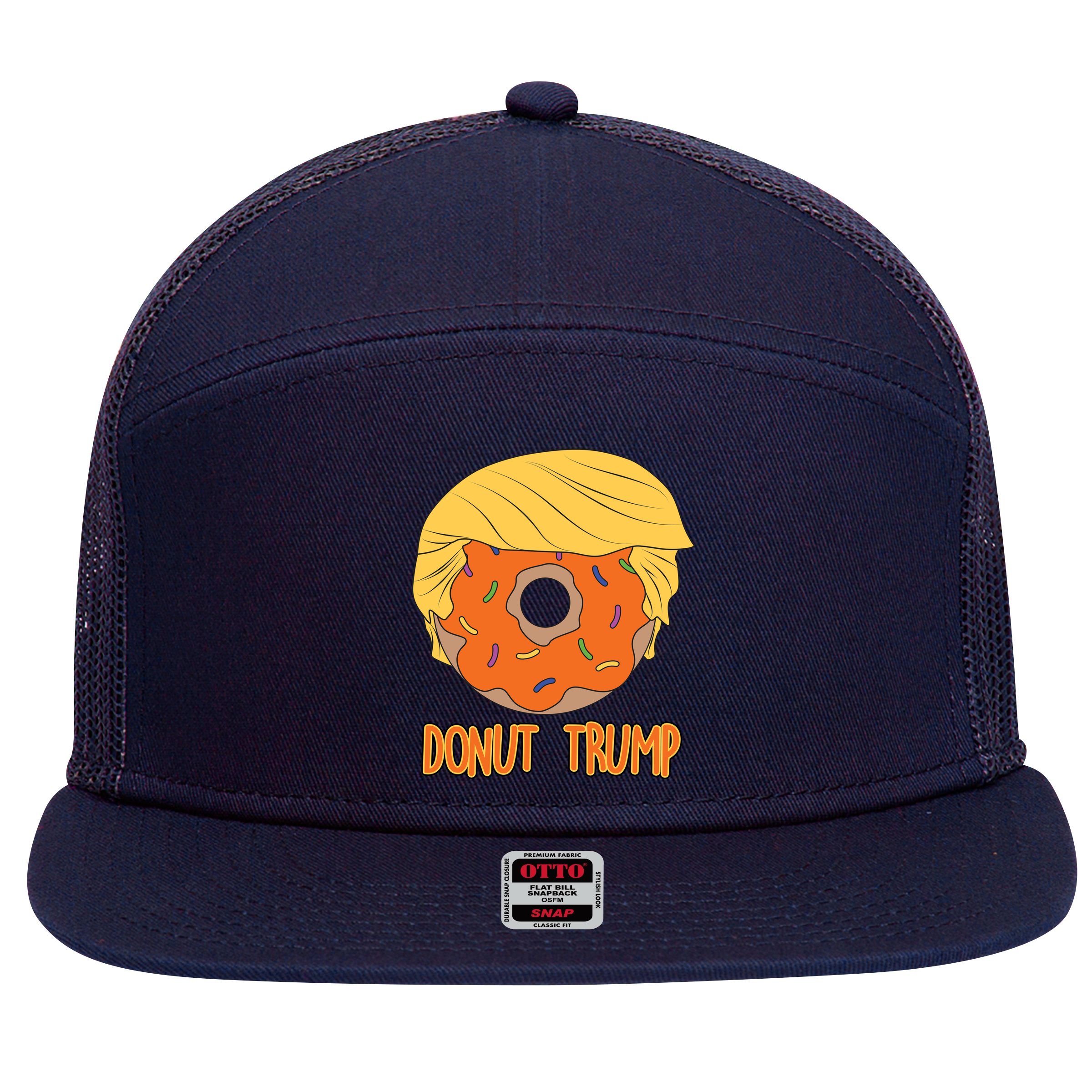 Donut Trump 7 Panel Mesh Trucker Snapback Hat