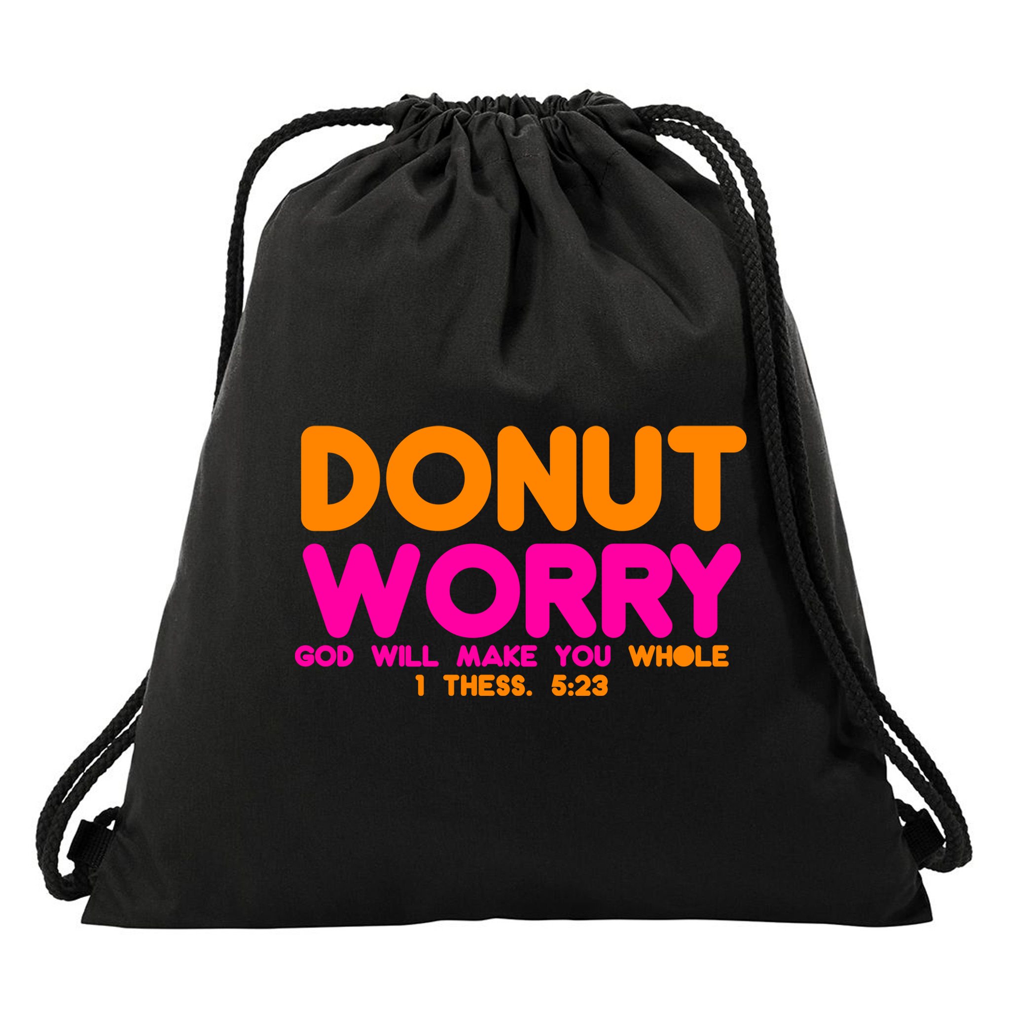 Donut Worry Drawstring Bag