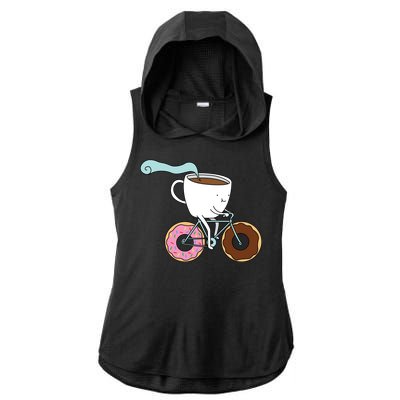 Donuts Coffee Bicycle  Ladies PosiCharge Tri-Blend Wicking Draft Hoodie Tank