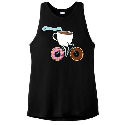 Donuts Coffee Bicycle  Ladies PosiCharge Tri-Blend Wicking Tank