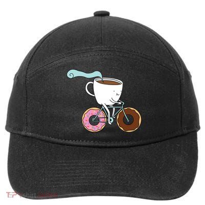 Donuts Coffee Bicycle  7-Panel Snapback Hat