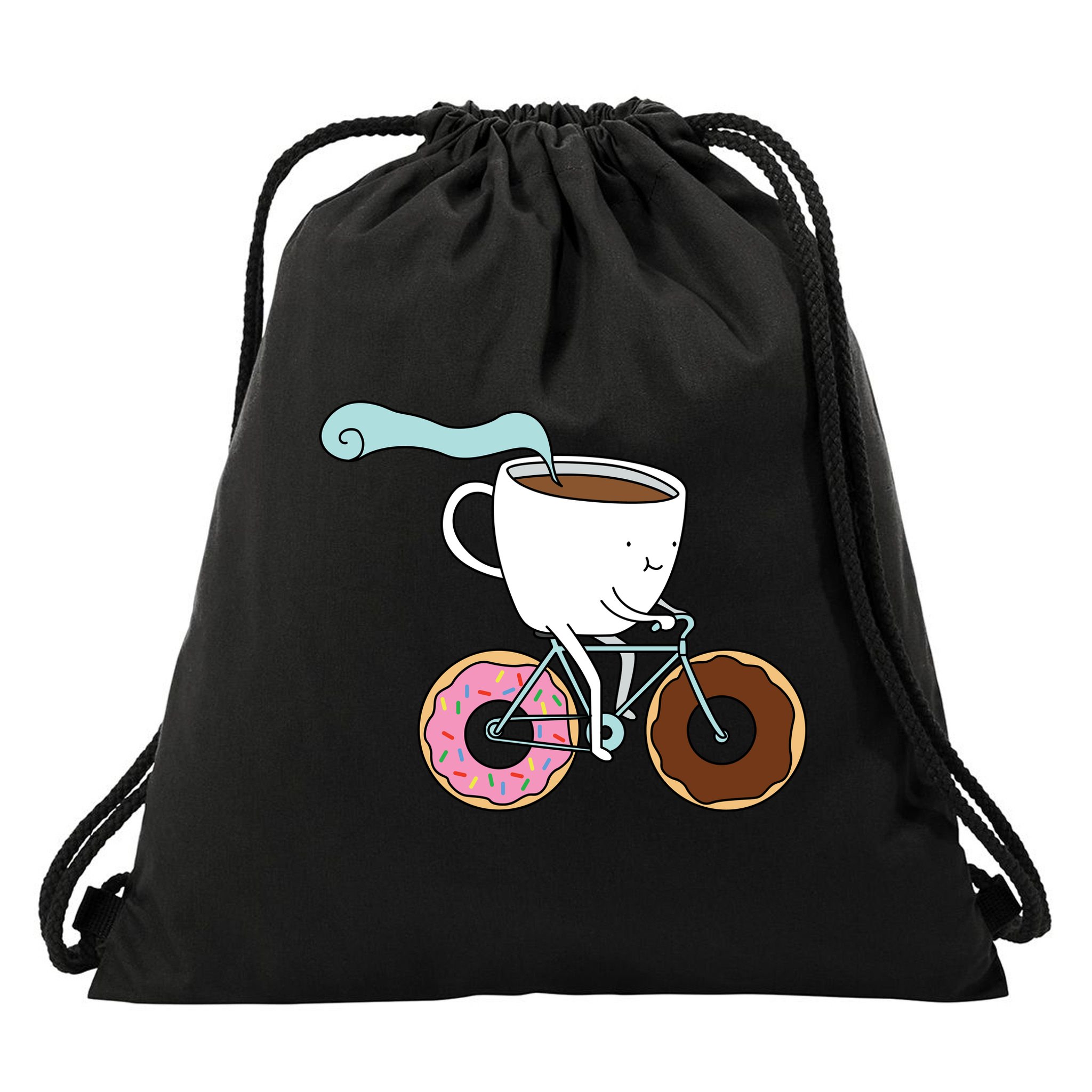 Donuts Coffee Bicycle  Drawstring Bag