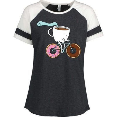 Donuts Coffee Bicycle  Enza Ladies Jersey Colorblock Tee