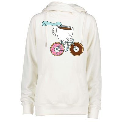 Donuts Coffee Bicycle  Womens Funnel Neck Pullover Hood