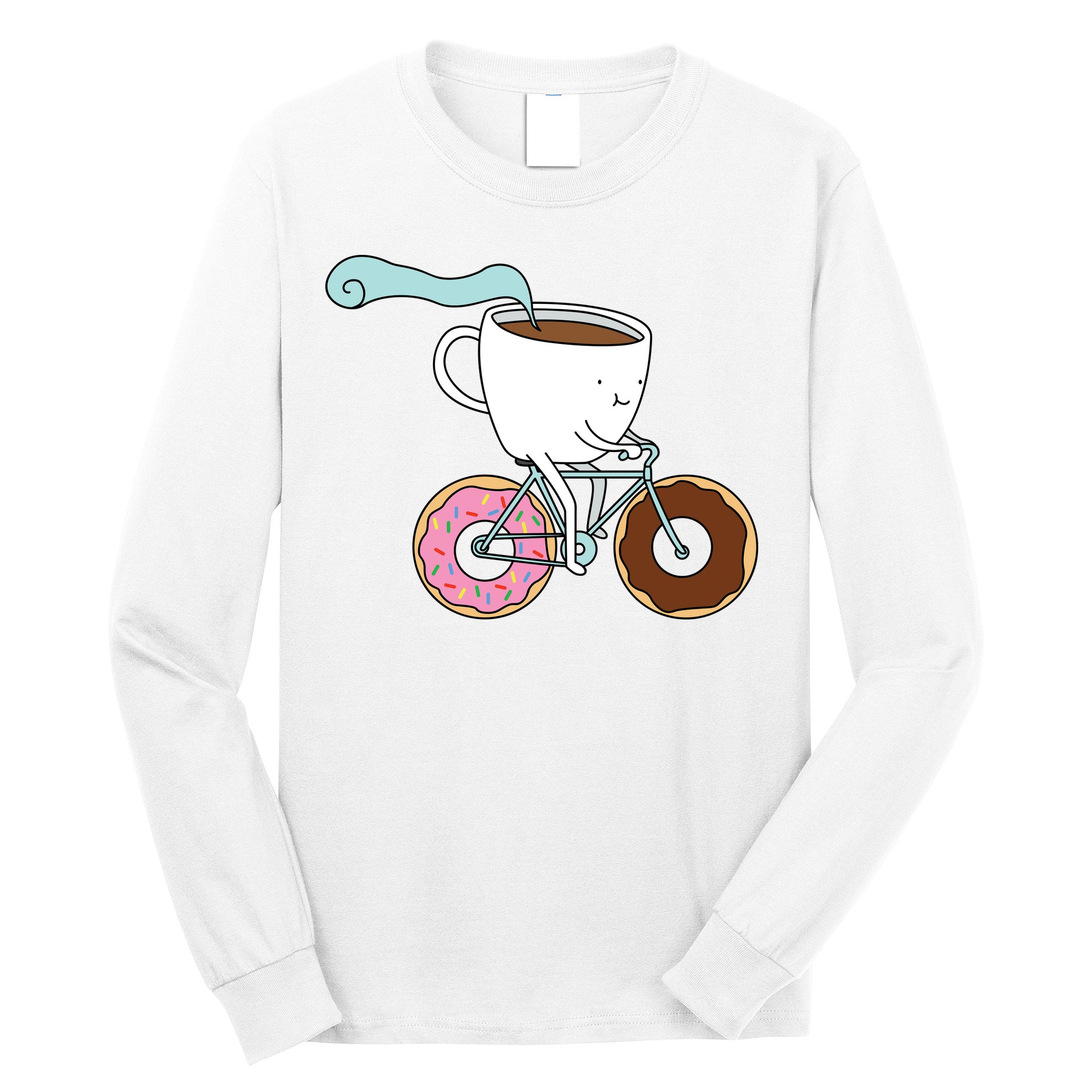 Donuts Coffee Bicycle  Long Sleeve Shirt