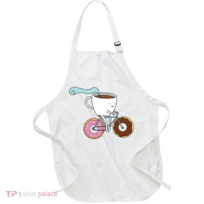Donuts Coffee Bicycle  Full-Length Apron With Pockets