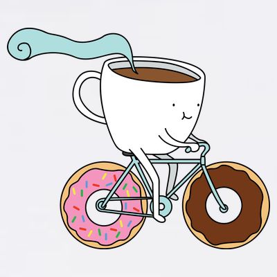Donuts Coffee Bicycle  T-Shirt