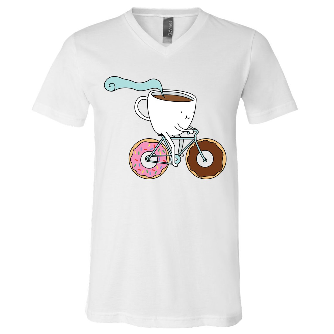 Donuts Coffee Bicycle  V-Neck T-Shirt